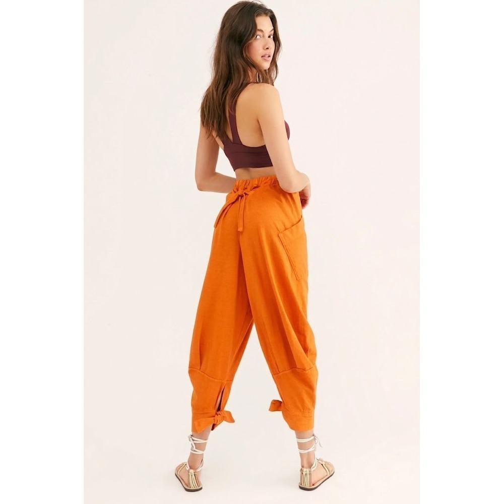 Free People FP Beach Stunner Ballon Barrel Ankle Tie Pants In Orange Women's XS